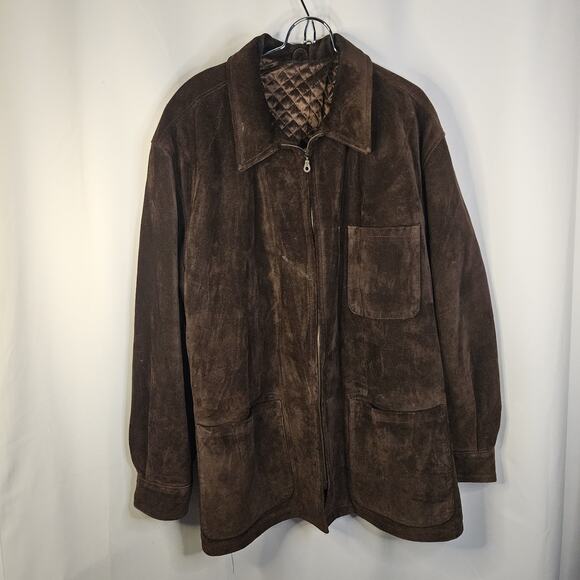 VTG Mens Metropolitan View Heavyweight Suede Jacket Car Coat 54 2XL Italy Made - Picture 2 of 9